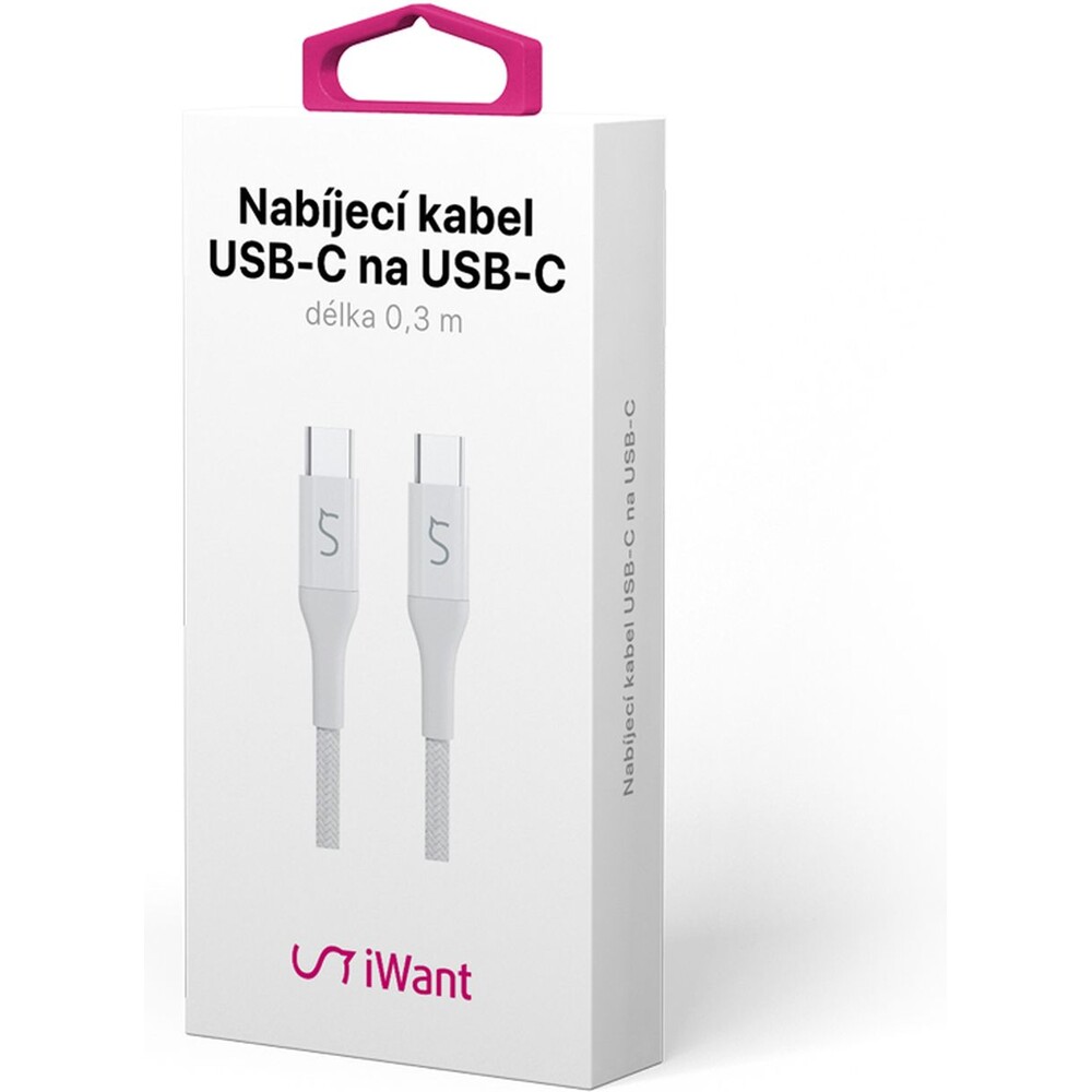 iWant-USB-C-USB-C-napajeci-kabel-18W-0-3-m-bily