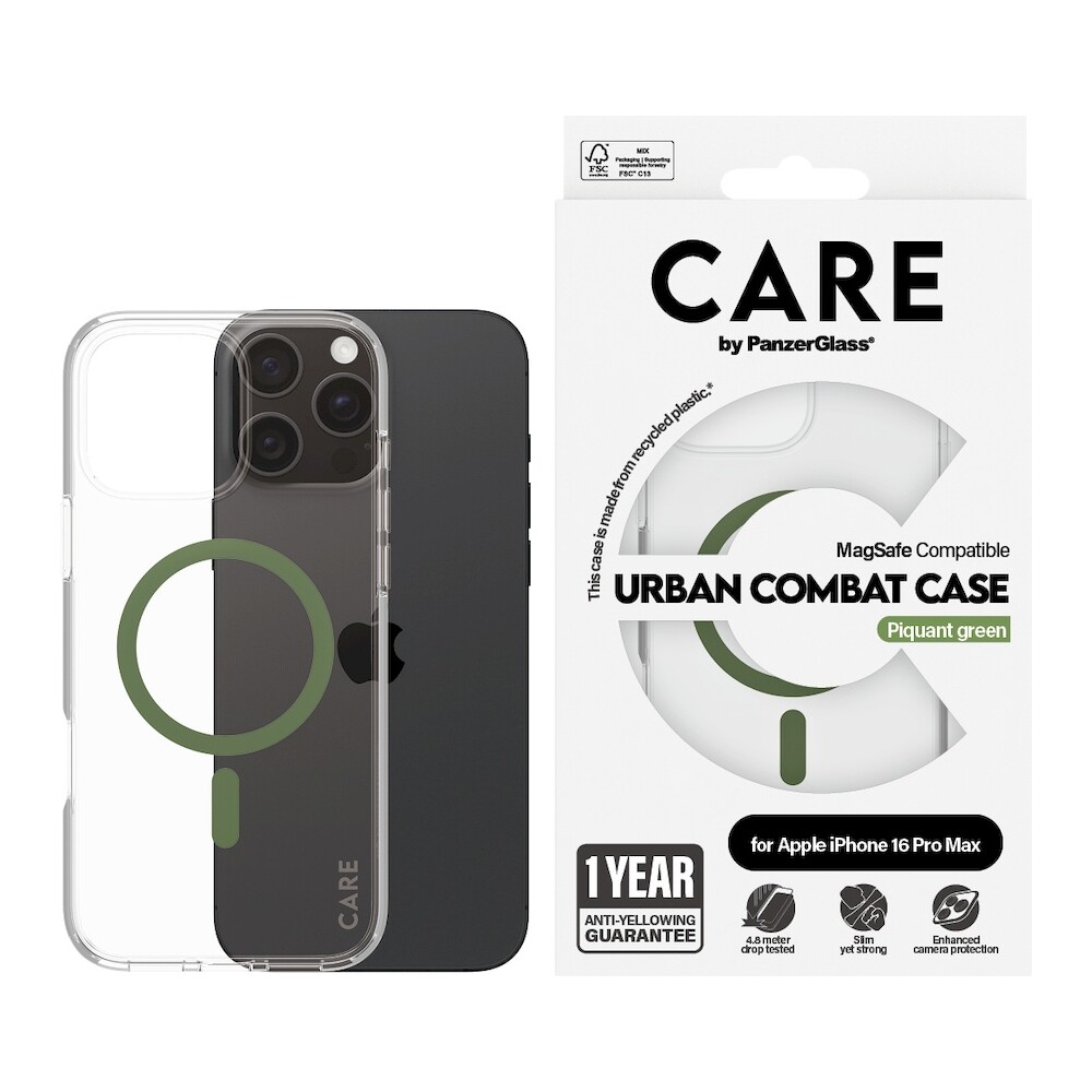 PanzerGlass-CARE-kryt-Apple-iPhone-16-Pro-Max-MagSafe-Urban-Combat-ciry-zeleny