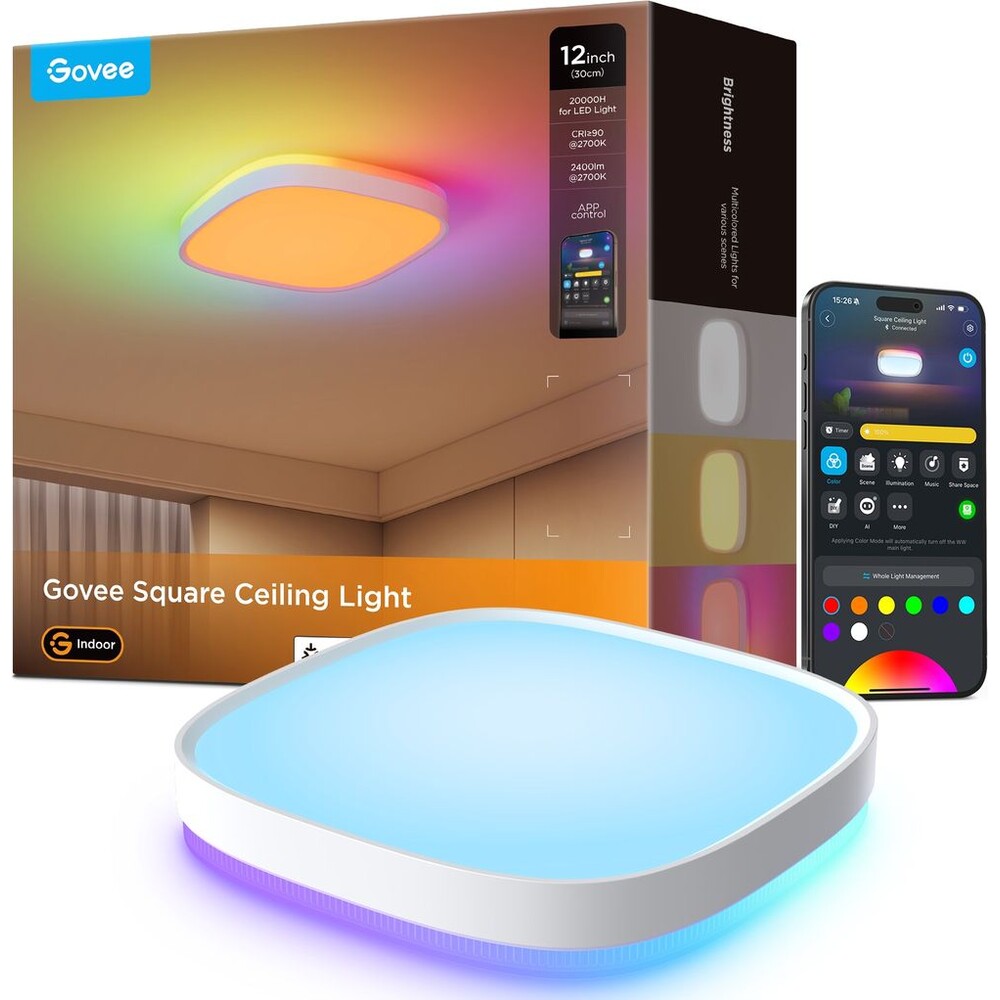 Govee-RGBICWW-Smart-ctverhranne-stropni-svetlo-2400lm-30cm-Matter