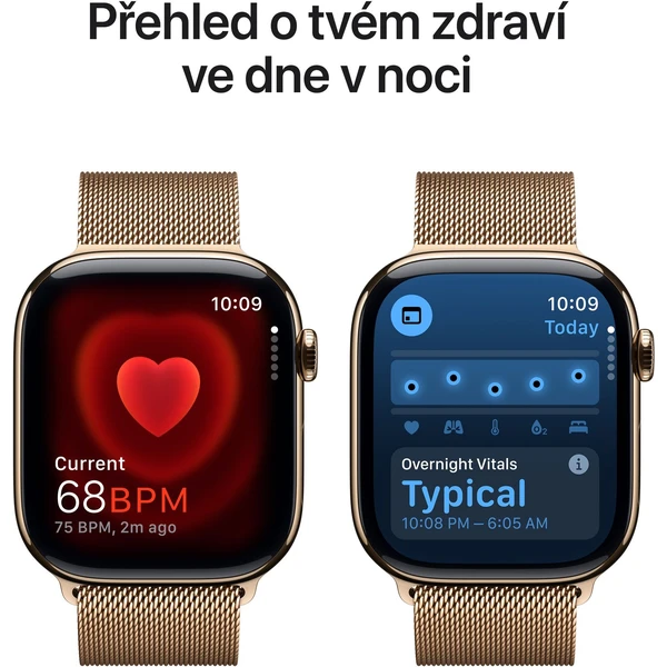 Apple Watch Series 10 Cellular 46mm Zlatý titan se zlatým milánským tahem S/M - Chytré hodinky - Obrázek JEQ7000K01