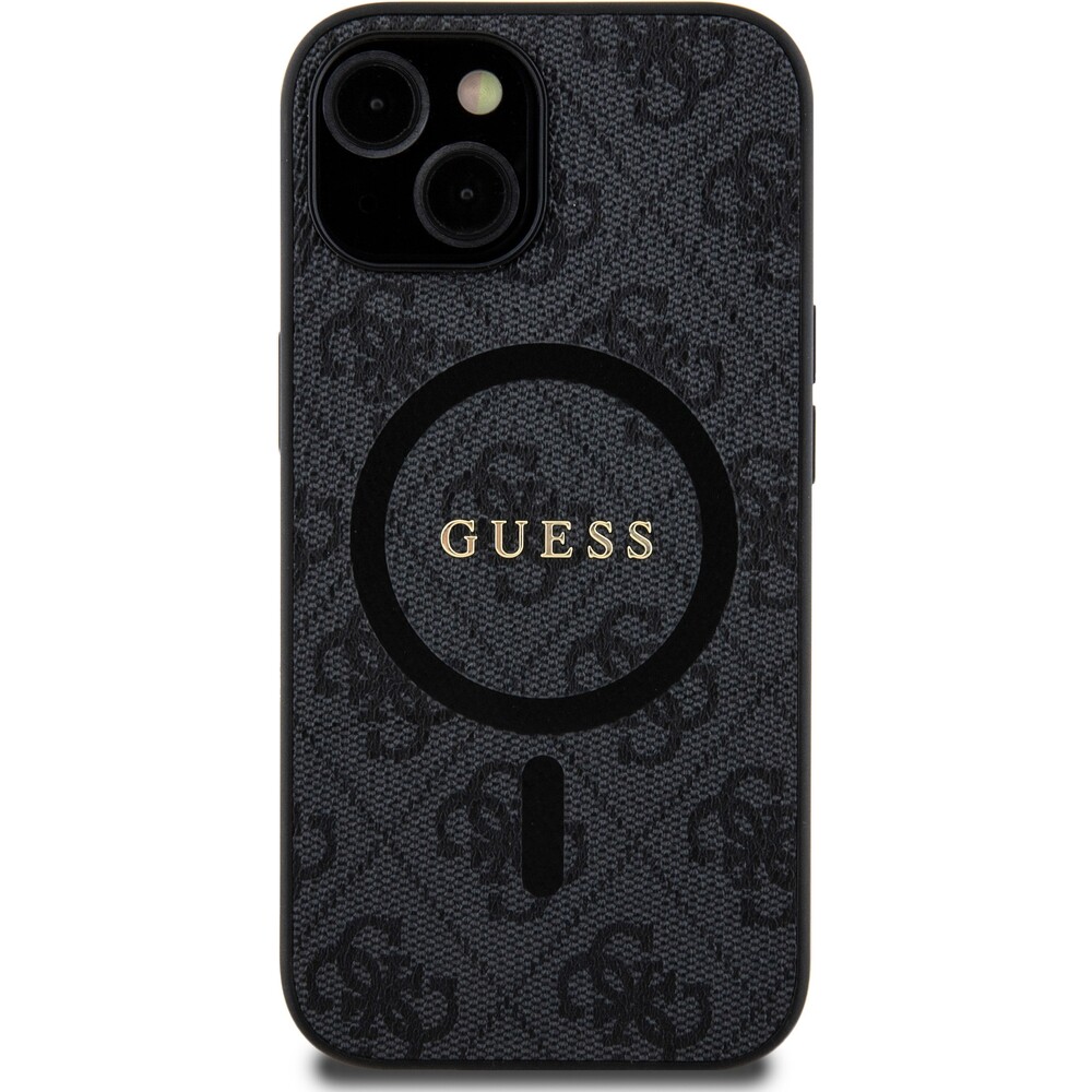 Guess-PU-Leather-4G-Colored-Ring-MagSafe-kryt-iPhone-15-cerny