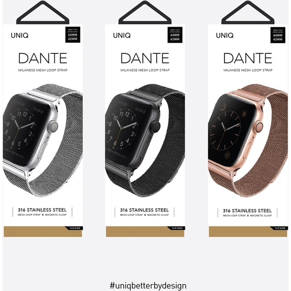 UNIQ Dante ocelový řemínek Apple Watch 42/41/40/38mm Sterling stříbrný - Řemínky - Obrázek JIZ4000301