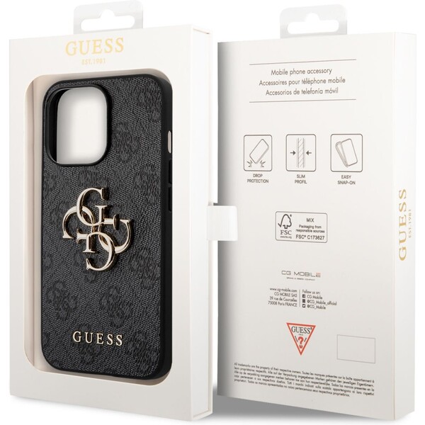 Guess-PU-4G-Metal-Logo-kryt-iPhone-14-Pro-sedy