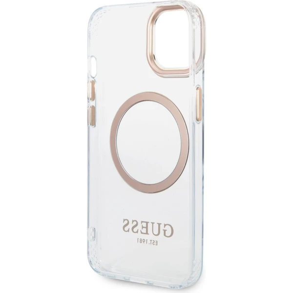 Guess Transparent MagSafe kryt iPhone 14 Plus zlatý - Pouzdra - Obrázek JO9YF00101