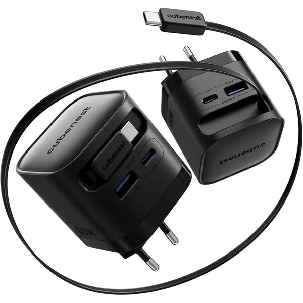 Cubenest-S3D2-PD-GaN-nabijecka-s-kabelem-65W-cerna