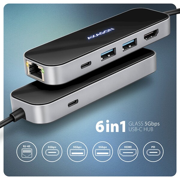 AXAGON-HMC-6GLN-6v1-USB-C-hub