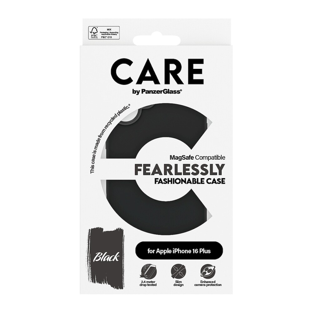 PanzerGlass-CARE-kryt-Apple-iPhone-16-Plus-MagSafe-Fearlessly-cerny