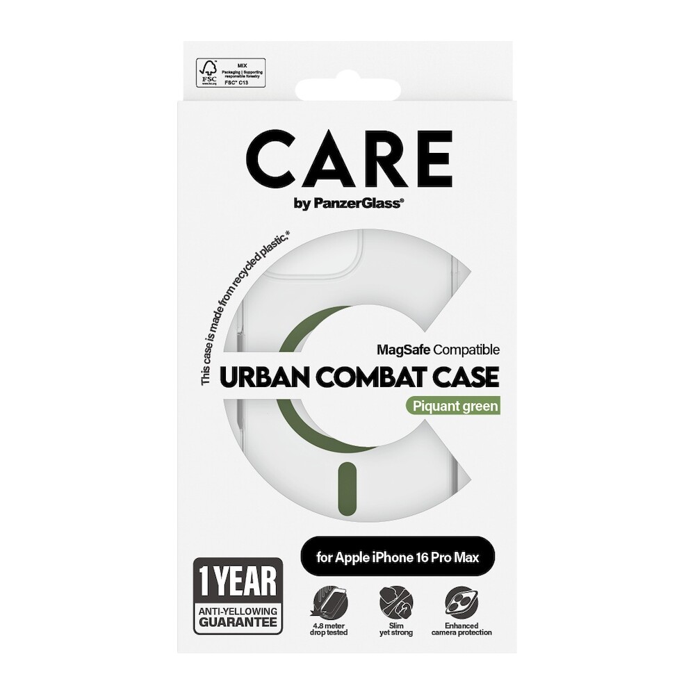 PanzerGlass-CARE-kryt-Apple-iPhone-16-Pro-Max-MagSafe-Urban-Combat-ciry-zeleny