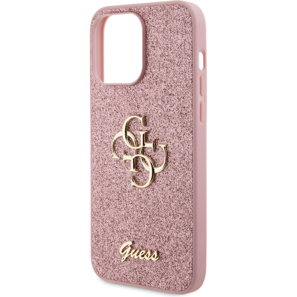Guess-PU-Fixed-Glitter-4G-Metal-Logo-kryt-iPhone-15-Pro-Max-ruzovy