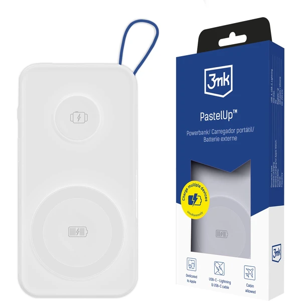 3mk PastelUp Powerbanka 10000 mAh 22.5W USB bílá - Powerbanky - Hlavní obrázek