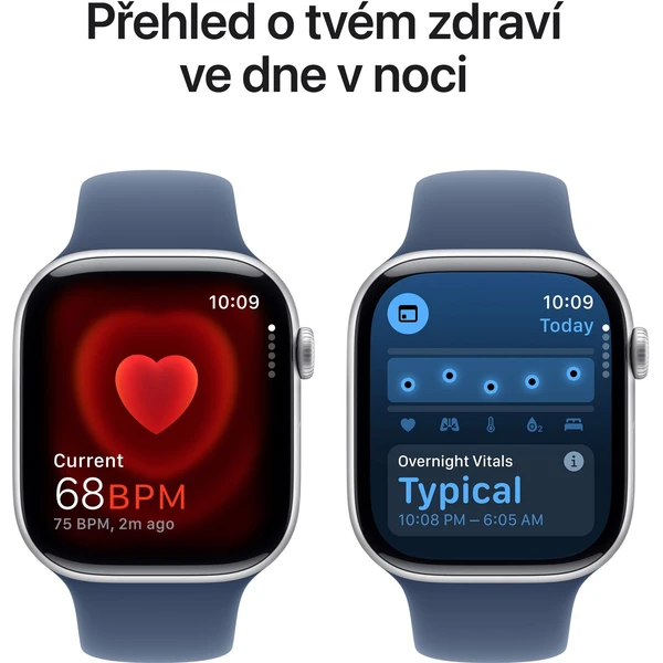 Apple Watch Series 10 Cellular 46mm Stříbrný hliník s denimovým sportovním řemínkem S/M - Chytré hodinky - Obrázek KKQ7000K01