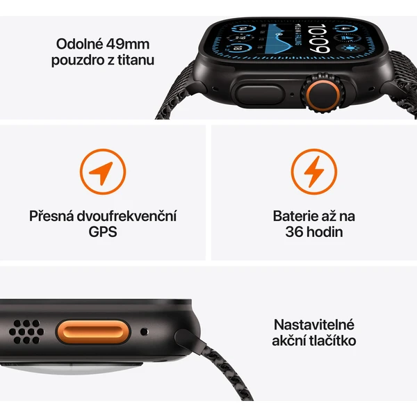 Apple Watch Ultra 2 (2024) 49mm Přírodní titan se žlutohnědým alpským tahem S - Chytré hodinky - Obrázek KTQ7000K01