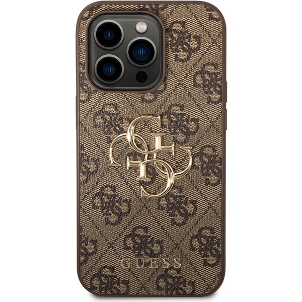 Guess-PU-4G-Metal-Logo-kryt-iPhone-15-Pro-Max-hnedy