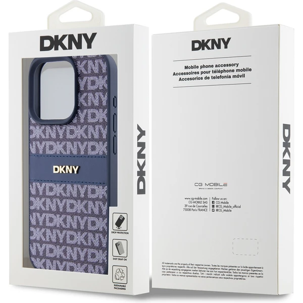 DKNY PU Leather Repeat Pattern Tonal Stripe kryt iPhone 15 Pro Max modrý - Pouzdra - Obrázek L1O3000K01