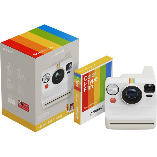 Polaroid-Now-Gen-3-Pebble-White-Bundle-with-Color-Film-8-photos-