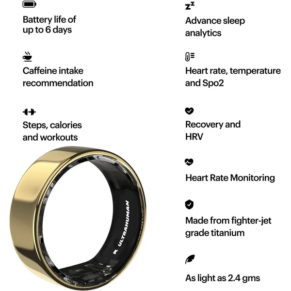 Ultrahuman Ring AIR chytrý prsten vel. 5 Bionic Gold - Chytré prsteny - Obrázek LAE6000P01