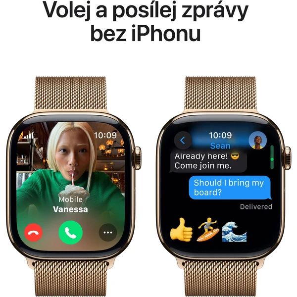 Apple Watch Series 10 Cellular 46mm Zlatý titan se zlatým milánským tahem S/M - Chytré hodinky - Obrázek LEQ7000K01
