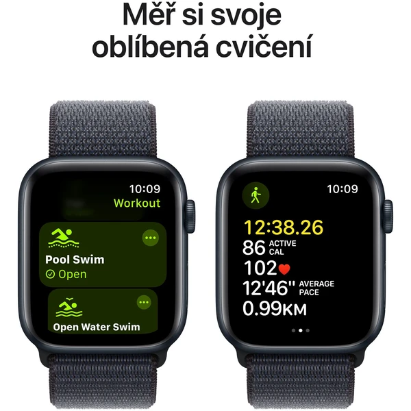 Apple Watch SE (2024) Cellular 40mm Temně inkoustový hliník s inkoustově provlékacím řemínkem - Chytré hodinky - Obrázek LFQ7000K01