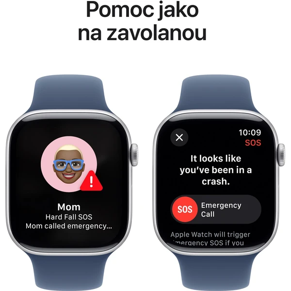 Apple Watch Series 10 Cellular 46mm Stříbrný hliník s denimovým sportovním řemínkem S/M - Chytré hodinky - Obrázek LKQ7000K01