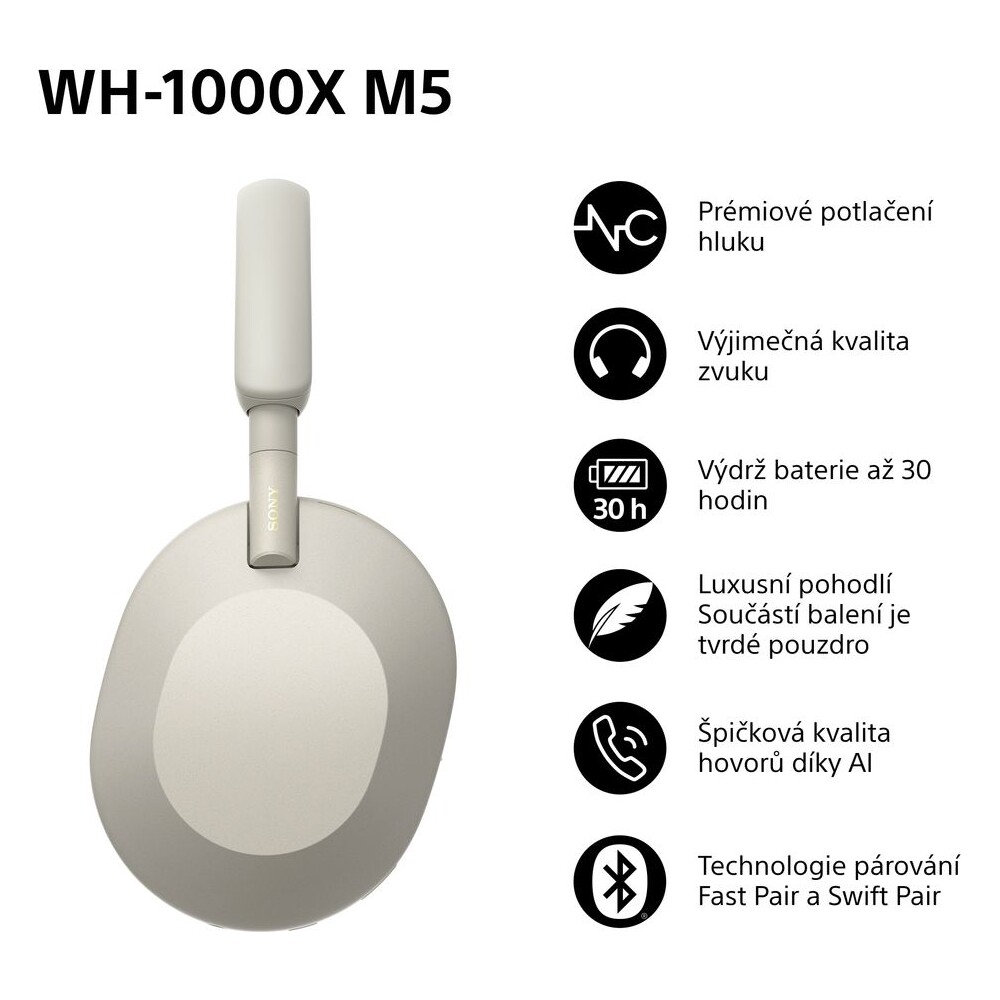 Sony-WH-1000XM5-bezdratova-sluchatka-stribrna