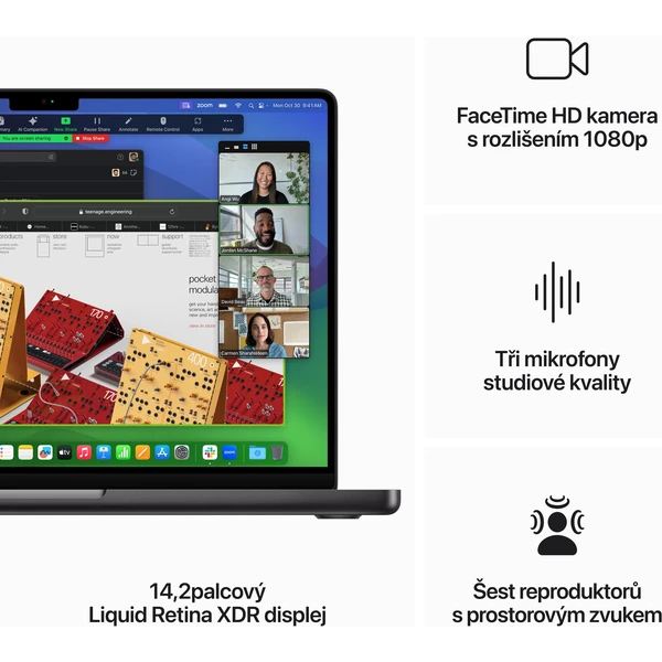 CTO Apple MacBook Pro 14" / CZ KLV / 2TB SSD / M3 Max 16xCPU / 40xGPU / 64GB / 96W / Vesmírně černá - Notebooky - Obrázek LUH9000G01