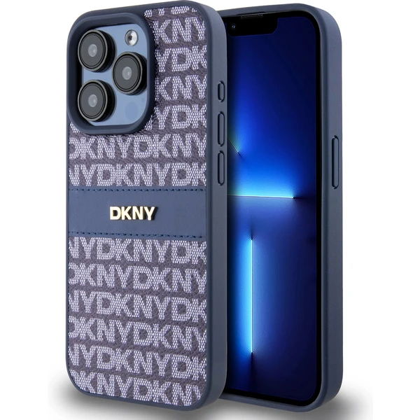 DKNY PU Leather Repeat Pattern Tonal Stripe kryt iPhone 15 Pro Max modrý - Pouzdra - Hlavní obrázek
