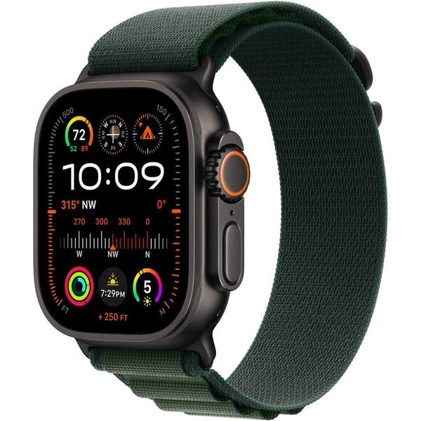 Apple Watch 49/44/45/46mm tmavě zelený alpský tah s černým titanem L - Řemínky - Hlavní obrázek