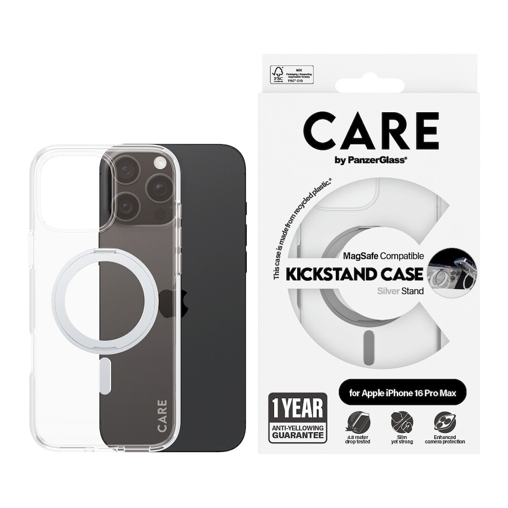PanzerGlass-CARE-kryt-Apple-iPhone-16-Pro-Max-MagSafe-KickStand-ciry-sedy