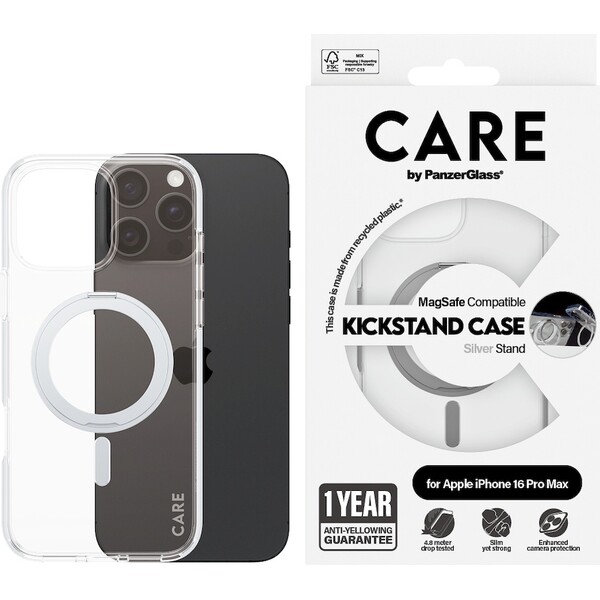 PanzerGlass-CARE-kryt-Apple-iPhone-16-Pro-Max-MagSafe-KickStand-ciry-sedy