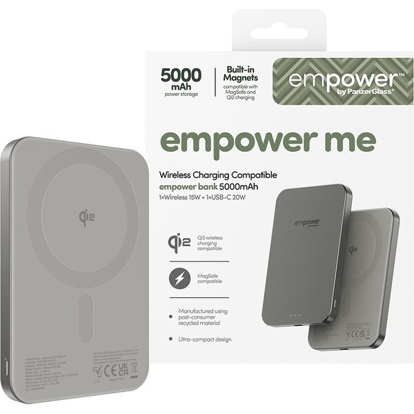 PanzerGlass-empower-bezdratova-Qi2-powerbanka-5000-mAh-MagSafe-seda