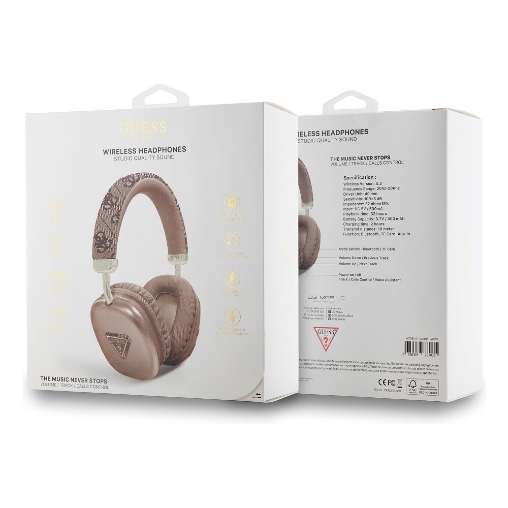 Guess-PU-Leather-4G-Triangle-Logo-Bluetooth-Stereo-Headphone-hnede
