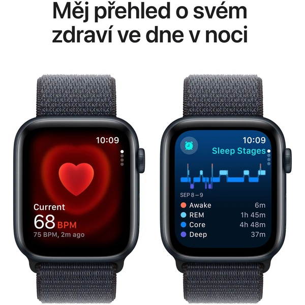 Apple Watch SE (2024) Cellular 40mm Temně inkoustový hliník s inkoustově provlékacím řemínkem - Chytré hodinky - Obrázek MFQ7000K01
