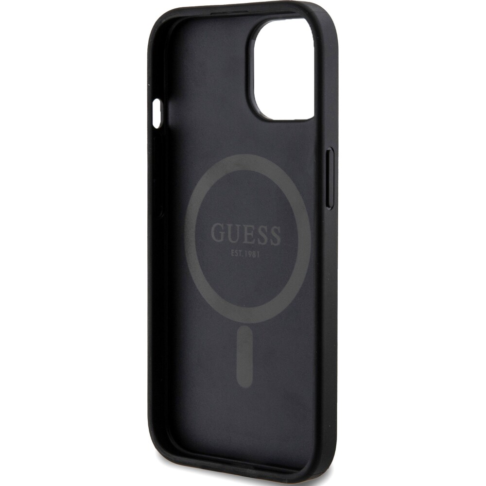 Guess-PU-Leather-4G-Colored-Ring-MagSafe-kryt-iPhone-15-cerny