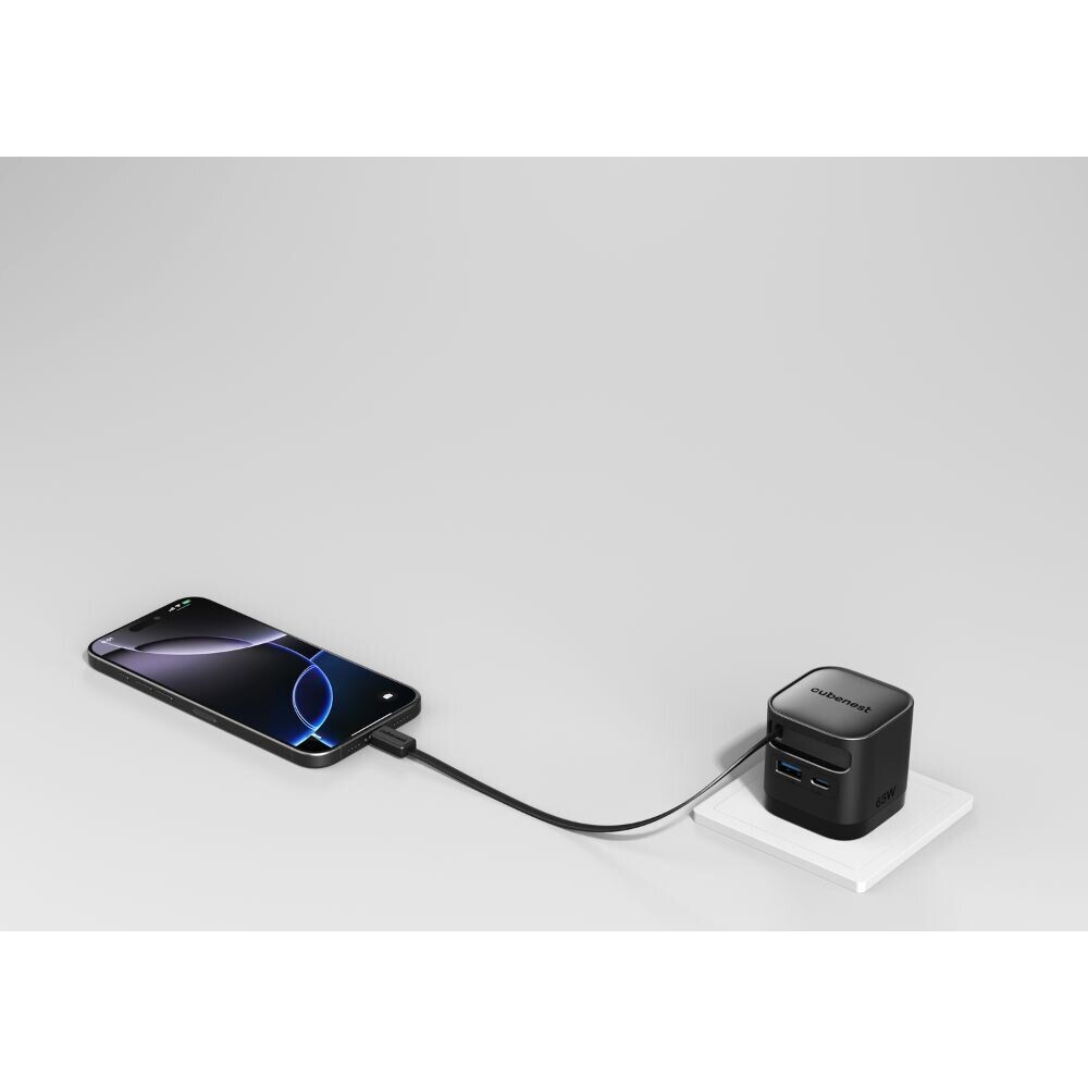 Cubenest-S3D2-PD-GaN-nabijecka-s-kabelem-65W-cerna