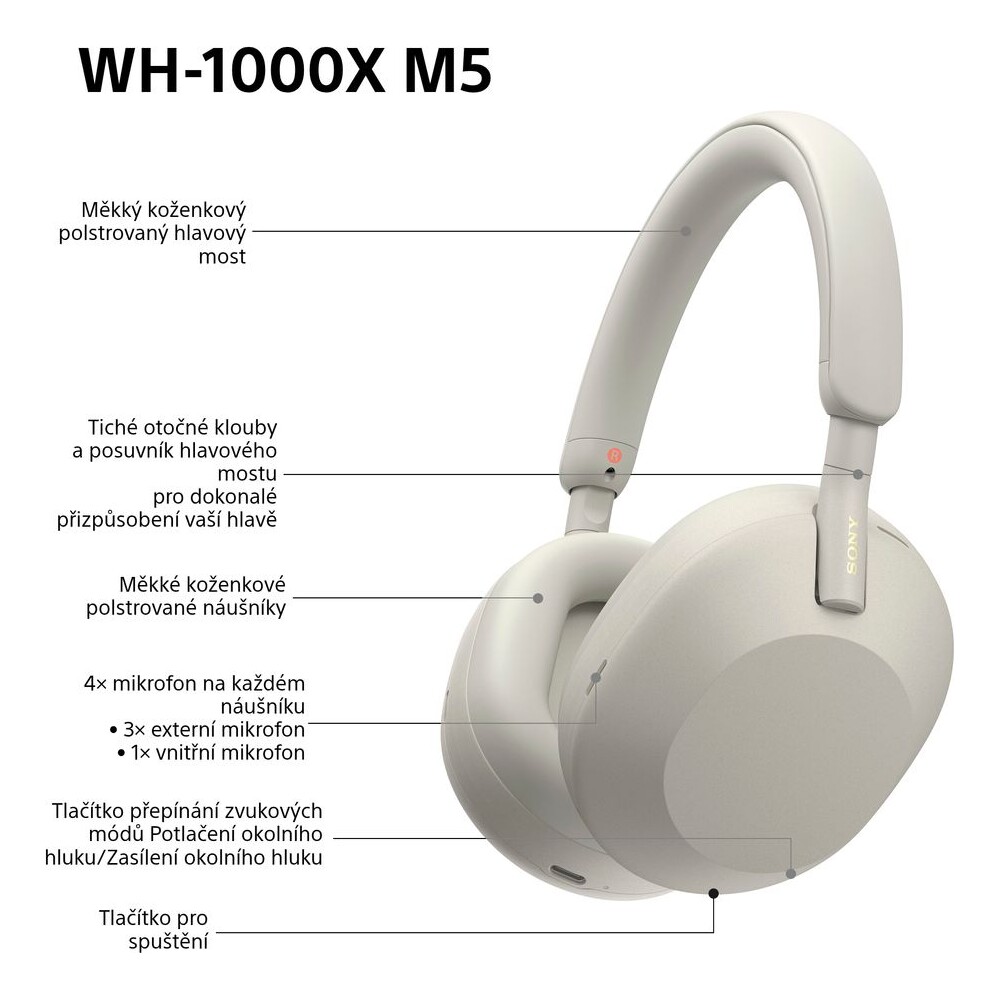 Sony-WH-1000XM5-bezdratova-sluchatka-stribrna