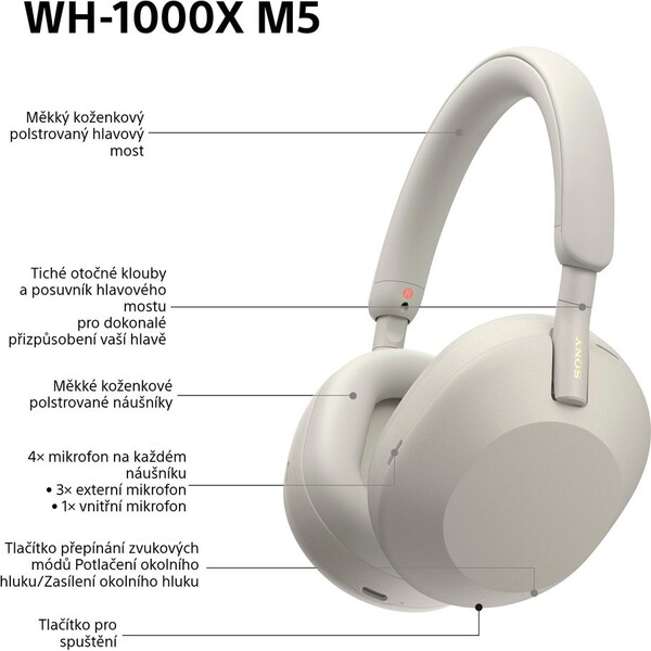 Sony-WH-1000XM5-bezdratova-sluchatka-stribrna
