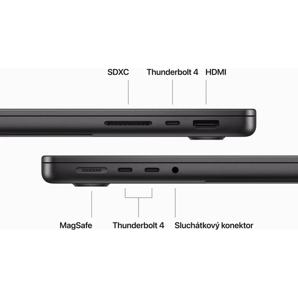 CTO Apple MacBook Pro 14" / CZ KLV / 2TB SSD / M3 Max 16xCPU / 40xGPU / 64GB / 96W / Vesmírně černá - Notebooky - Obrázek MUH9000G01