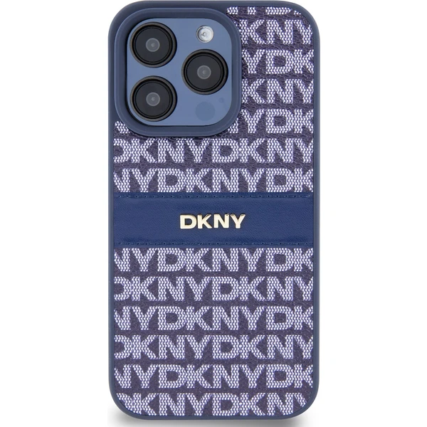 DKNY PU Leather Repeat Pattern Tonal Stripe kryt iPhone 15 Pro Max modrý - Pouzdra - Obrázek N1O3000K01