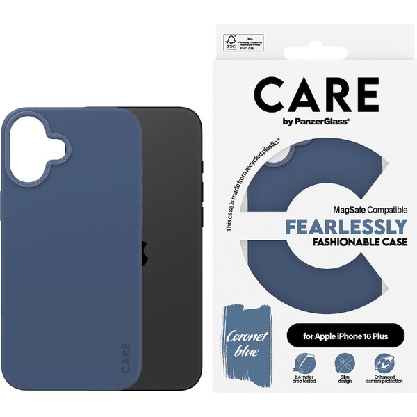 PanzerGlass-CARE-kryt-Apple-iPhone-16-Plus-MagSafe-Fearlessly-modry