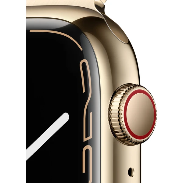 Apple Watch Series 7 Cellular 45mm zlatá ocel se zlatým milánským tahem ...