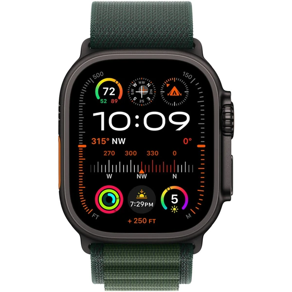 Apple Watch 49/44/45/46mm tmavě zelený alpský tah s černým titanem L - Řemínky - Obrázek N469000L01