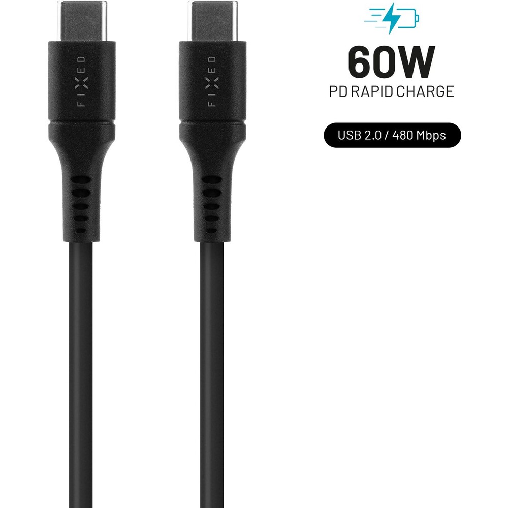 FIXED-Liquid-silicone-USB-C-USB-C-napajeci-kabel-60W-2m-cerny