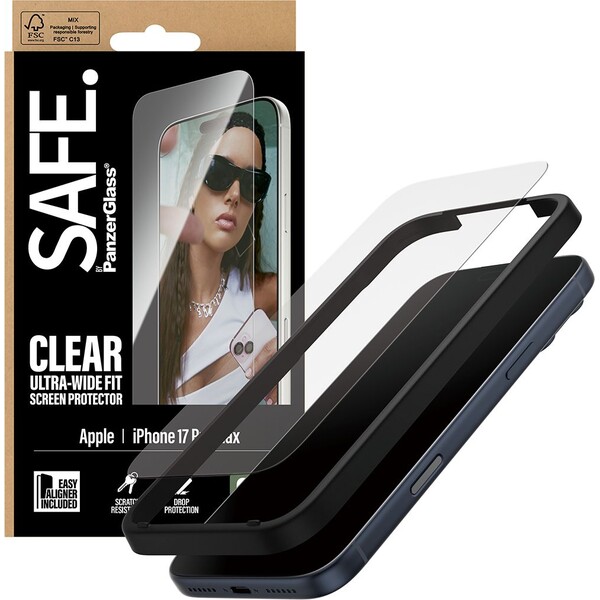 PanzerGlass-SAFE-Ultra-Wide-Fit-sklo-Apple-iPhone-17-Pro-Max-s-instalacnim-rameckem