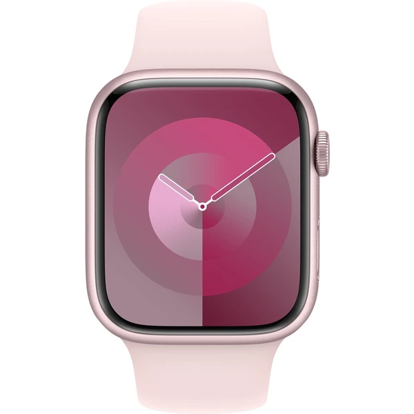 Apple Watch Series 9 Cellular 45mm Růžový hliník se světle růžovým sportovním řemínkem S/M - Chytré hodinky - Obrázek O3BS100501
