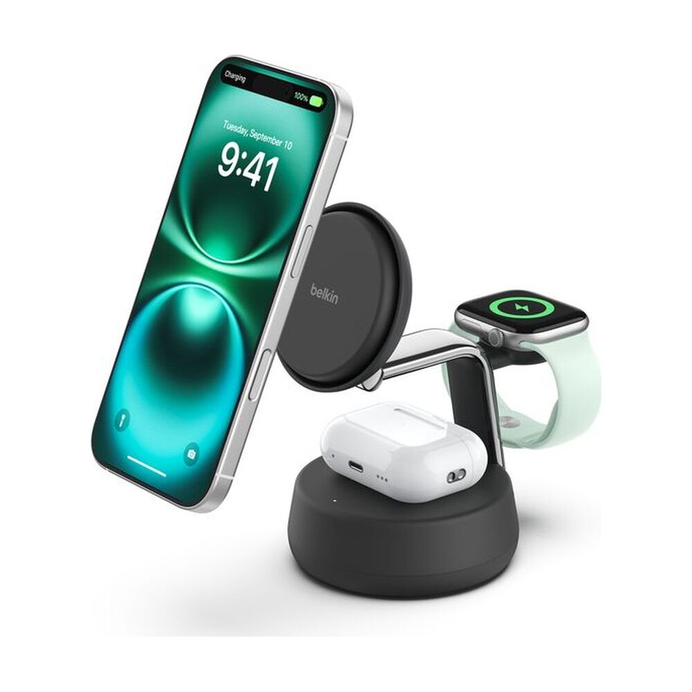 Belkin-UltraCharge-PRO-Qi2-25W-3v1-MagSafe-nabijecka-pro-iPhone-Apple-Watch-AirPods-tmave-seda