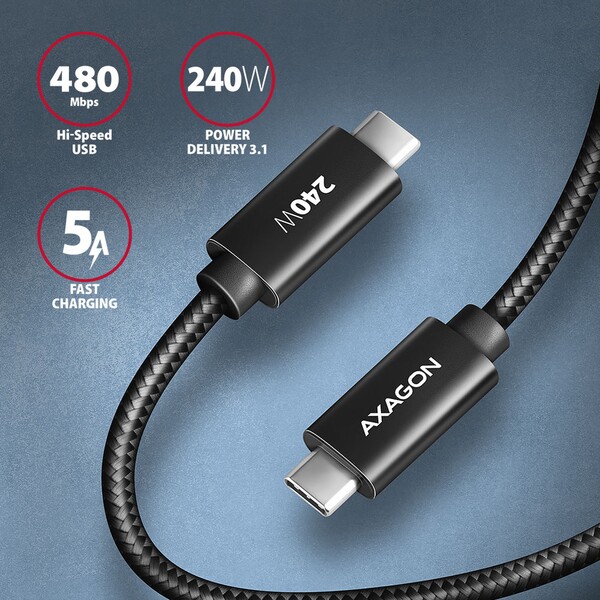 AXAGON-BUCM2-CM15AB-USB-C-USB-C-napajeci-kabel-240W-1-5m-cerny