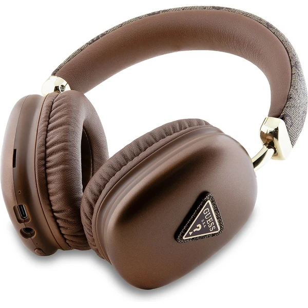 Guess PU Leather 4G Triangle Logo Bluetooth Stereo Headphone hnědé - Sluchátka - Obrázek ODR2000N01