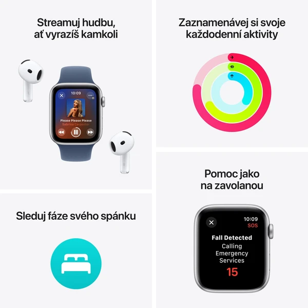Apple Watch SE (2024) Cellular 40mm Temně inkoustový hliník s inkoustově provlékacím řemínkem - Chytré hodinky - Obrázek OFQ7000K01