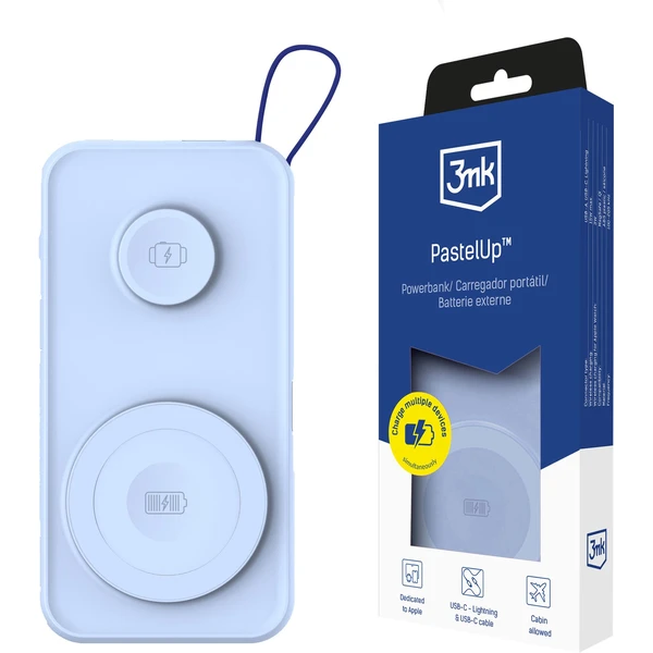3mk PastelUp Powerbanka 10000 mAh 22.5W USB modrá - Powerbanky - Hlavní obrázek