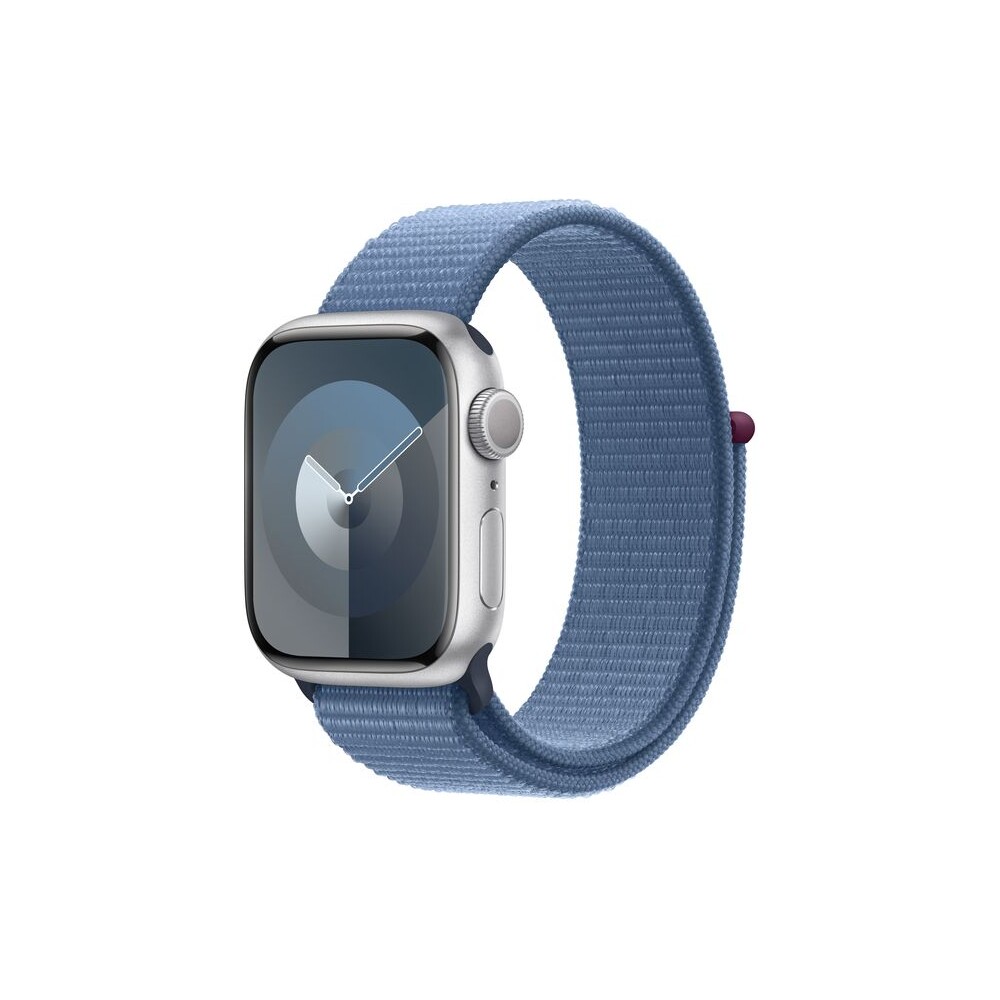 Apple-Watch-Series-9-41mm-Stribrny-hlinik-s-ledove-modrym-provlekacim-reminkem